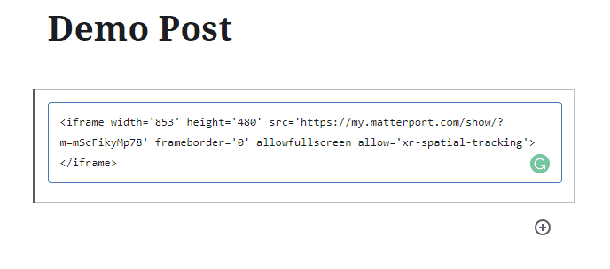How to add a Matterport Scan to a Wordpress Website 4